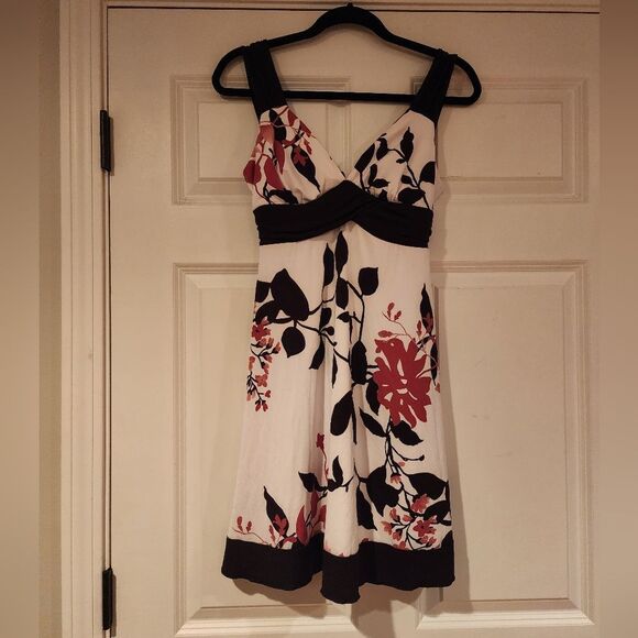 Speechless white, brown, and pink floral tie back mini dress - Picture 1 of 4